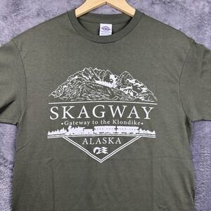 Delta Pro Weight Tee Shirt Men's Medium Skagway Gateway To Klondike Alaska Green